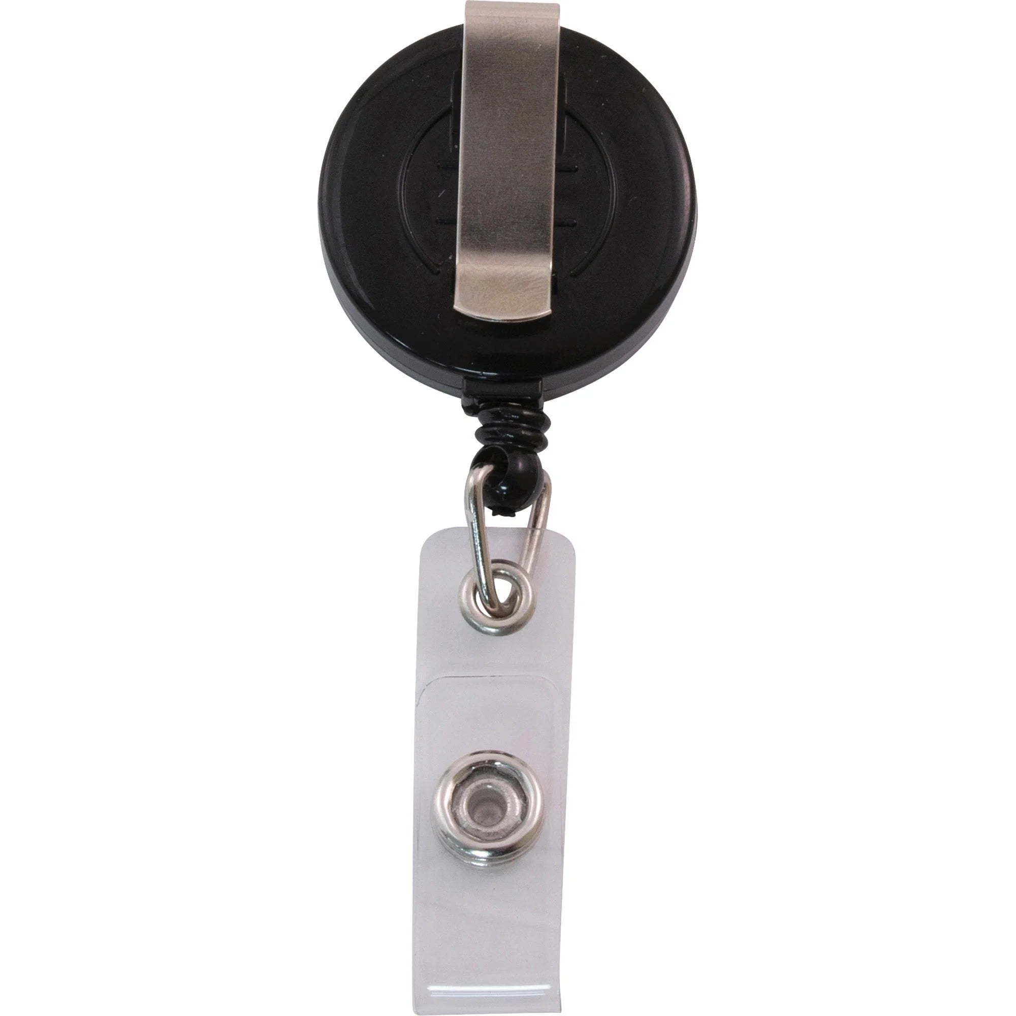 Advantus Snap Clip Retractable ID Reel - Black - Sturdy - 25 / Pack - Badges & Supplies