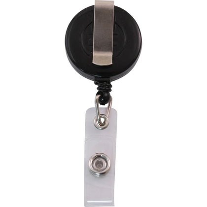 Advantus Snap Clip Retractable ID Reel - Black - Sturdy - 25 / Pack - Badges & Supplies