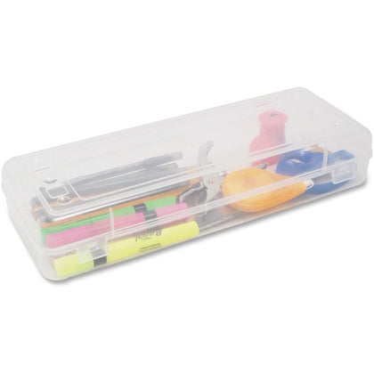 Advantus Stretch Art Box: Clear Polypropylene 13.4’’ x 5.6’’ 2.5’’ - Ideal for Artwork & Supplies - Pencil Boxes