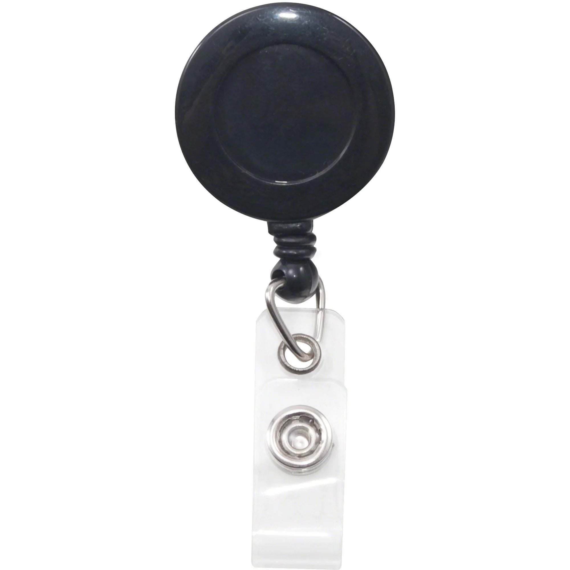 Advantus Swivel-back Clip-on ID Reel - Black/Clear - 12 Pack - Badges & Supplies