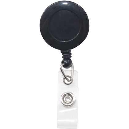 Advantus Swivel-back Clip-on ID Reel - Black/Clear - 12 Pack - Badges & Supplies