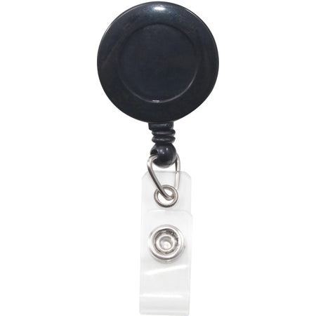 Advantus Swivel-back Clip-on ID Reel - Black/Clear - 12 Pack - Badges & Supplies