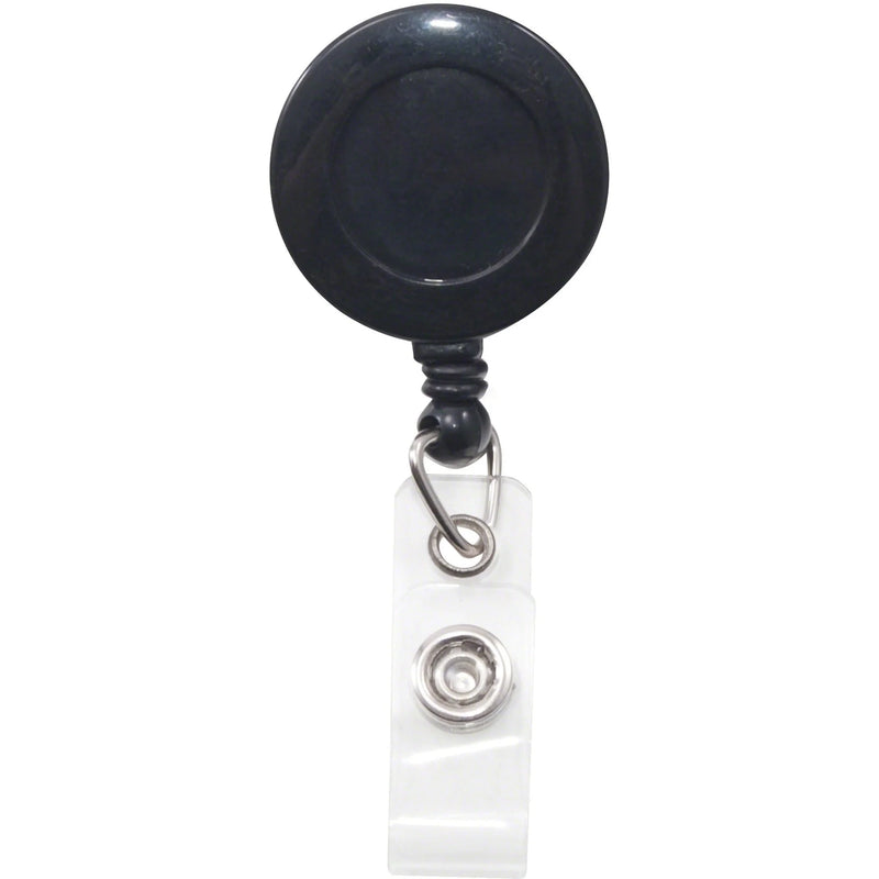 Advantus Swivel-back Clip-on ID Reel - Black/Clear - 12 Pack - Badges & Supplies