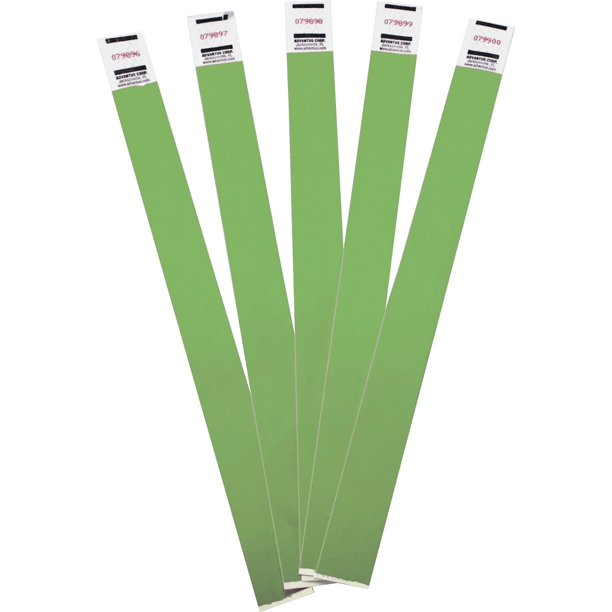Advantus Tyvek® Wristbands: Green 9.8’’ x 0.7’’ - Pack of 100 - ID Badges & Supplies