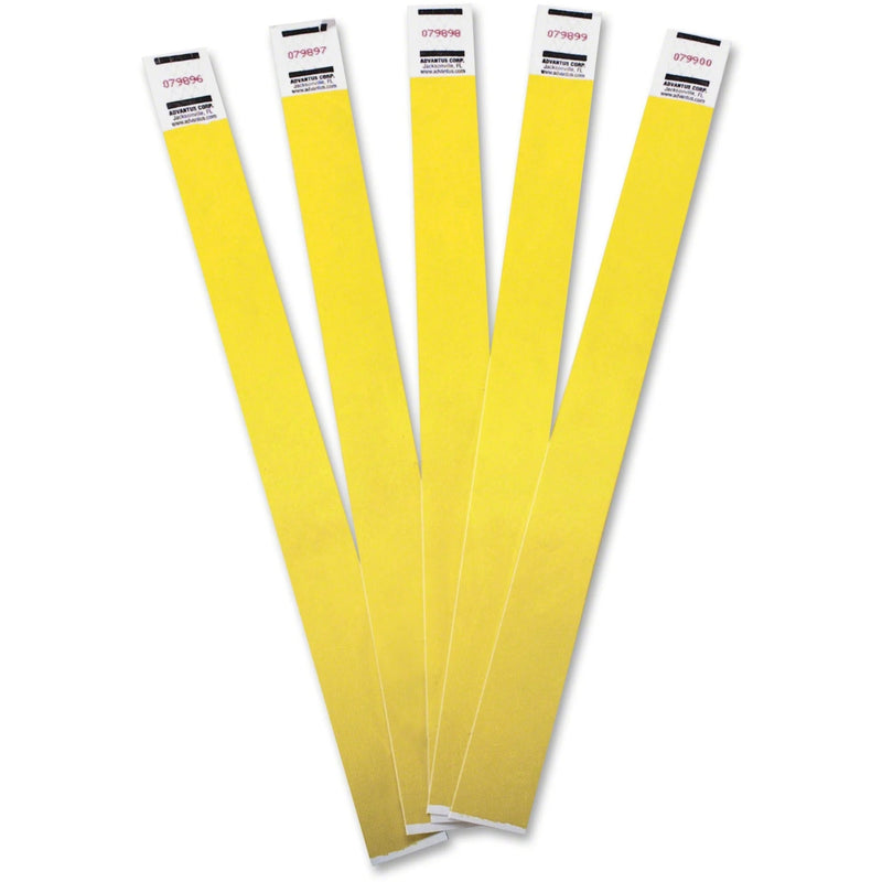 Advantus Tyvek® Wristbands: Yellow 3/4’’ x 9 - Pack of 100 - ID Badges & Supplies