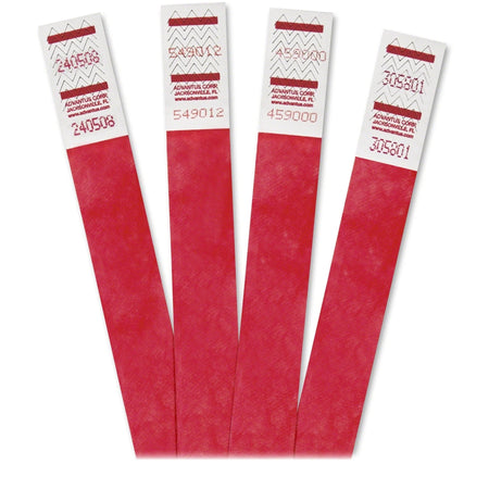 Advantus Tyvek Wristbands: Red Tear-Resistant - 3/4’’ x 9 - 500/Pack - ID Badges & Supplies