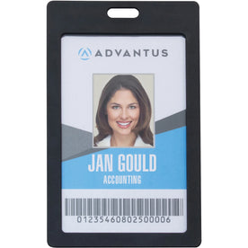 Advantus Vertical Rigid ID Badge Holder - Support 2’’ x 3.25’’ Media - Black - Badges & Supplies