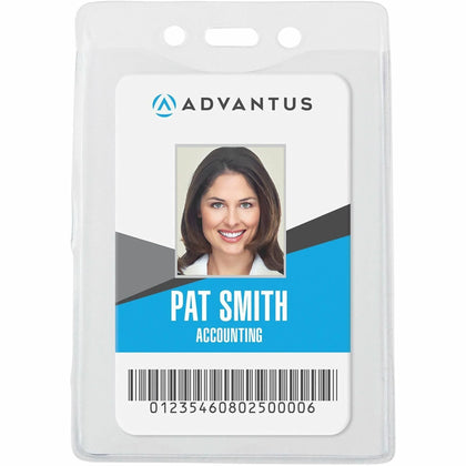 Advantus Vertical Security Badge Holder - Vinyl - Pack of 50 - ID Badges & Supplies