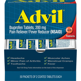 Advil Ibuprofen Tablets: Fast Relief for Pain & Fever - 50/Box - Medications