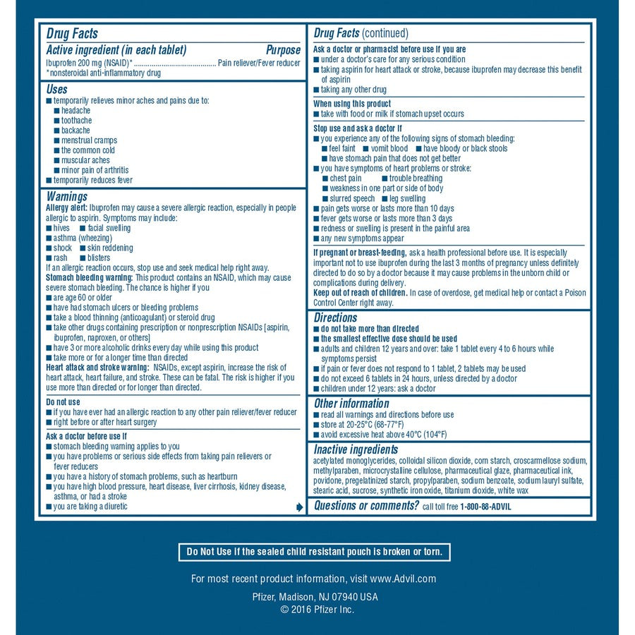 Advil Ibuprofen Tablets - Rear