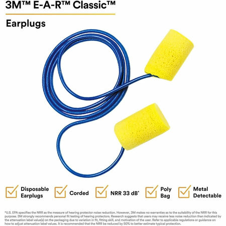 Aearo Corded Foam Earplugs - Alternate-Image1