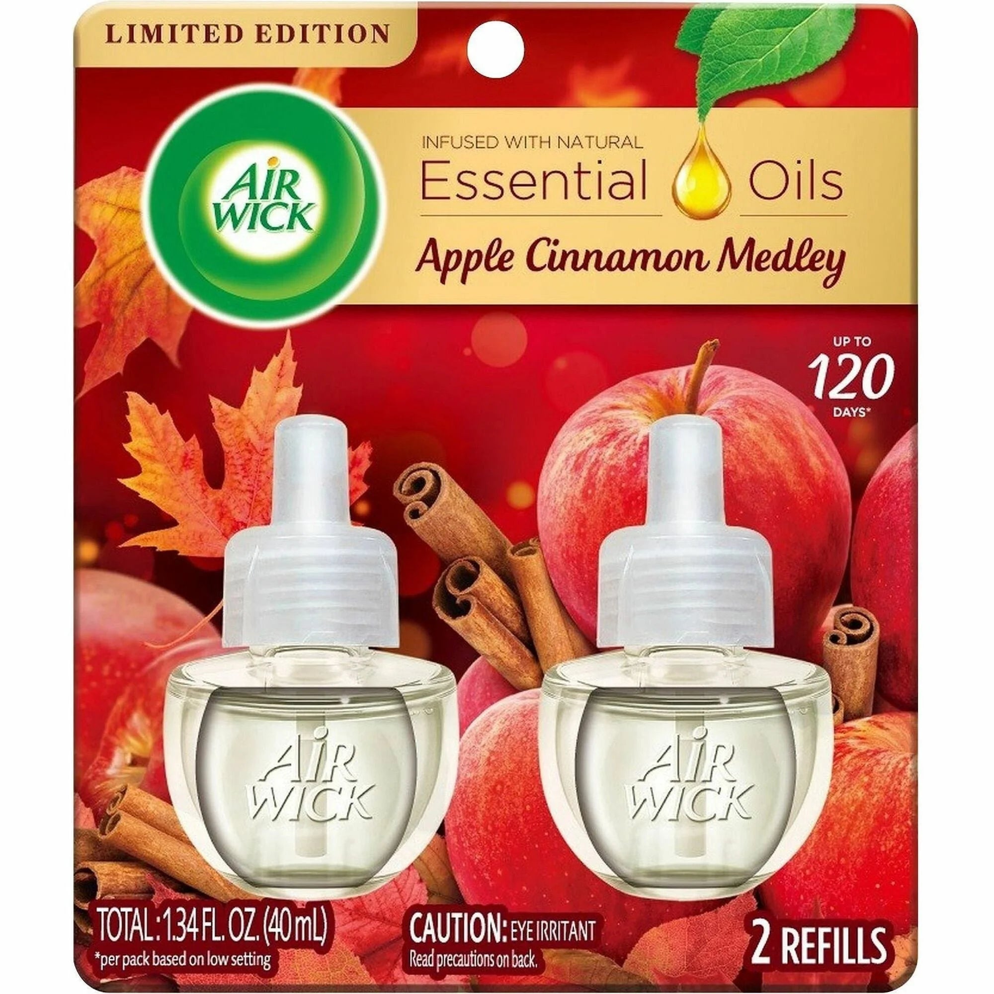 Air Wick Apple Scented Oil: Cinnamon Medley - Long Lasting - 60 Day - 2 Pack - Fresheners