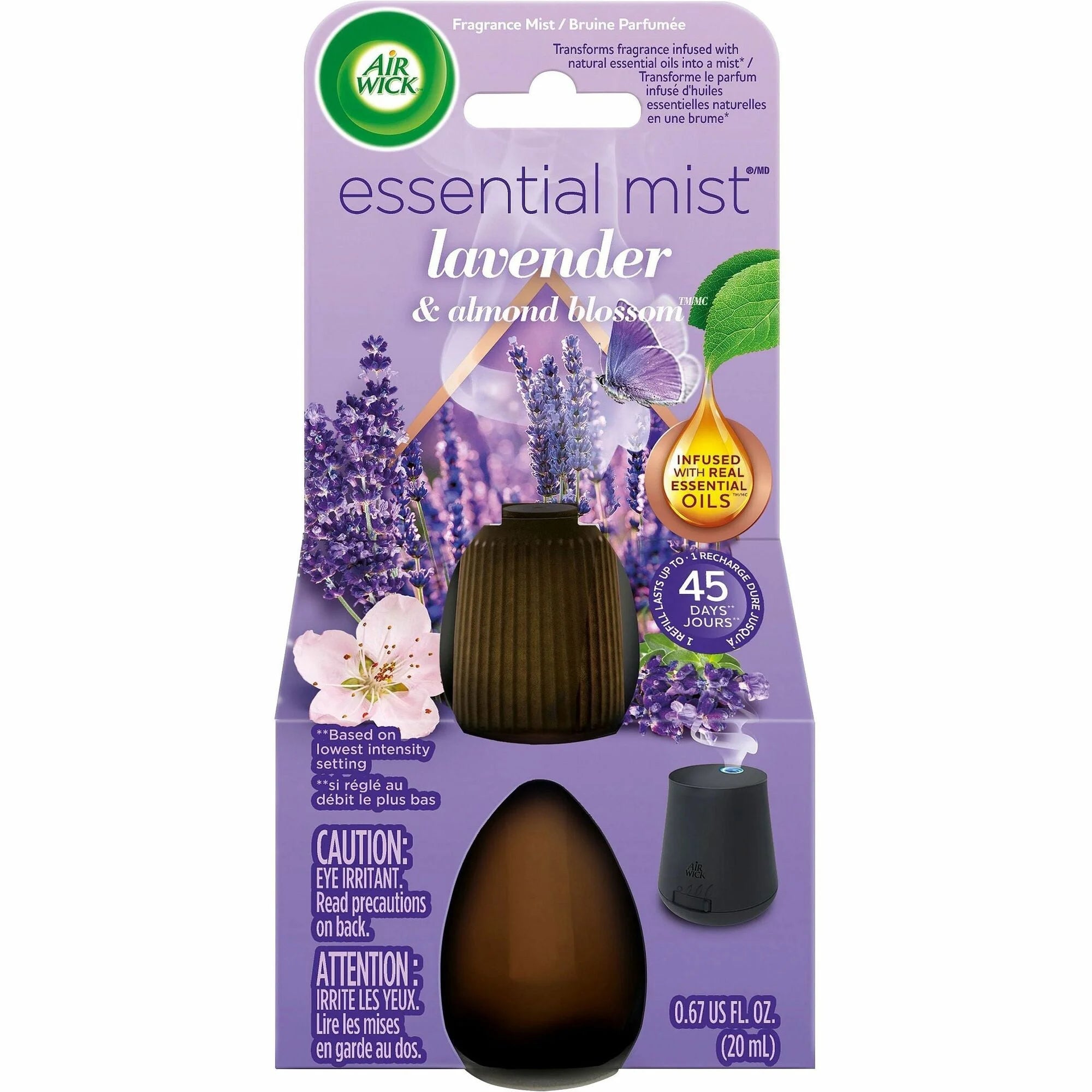 Air Wick Essential Mist Lavender & Almond Blossoms Oil Refill - 0.7 fl oz - Long Lasting Fragrance - Fresheners