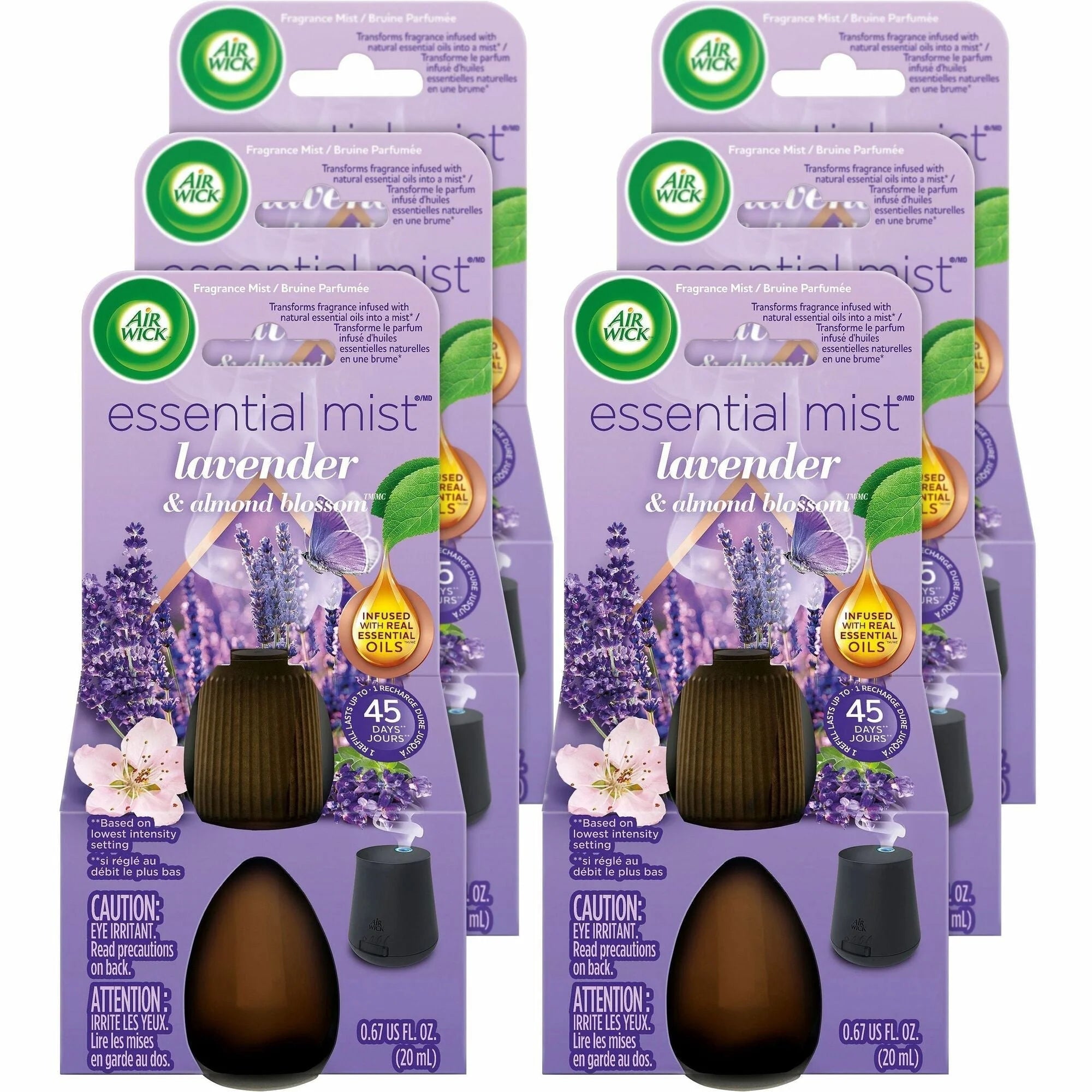Air Wick Essential Mist Oil Refills: Lavender & Almond Blossoms - Long Lasting Scent - 6/Carton - Fresheners