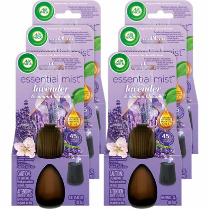 Air Wick Essential Mist Oil Refills: Lavender & Almond Blossoms - Long Lasting Scent - 6/Carton - Fresheners