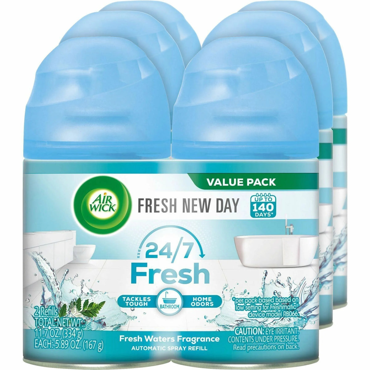 Air Wick Freshmatic Freshener Refill: Fresh Waters Scent - 5.90 oz - 60 Day Odor Neutralizer - 2 Pack - Fresheners