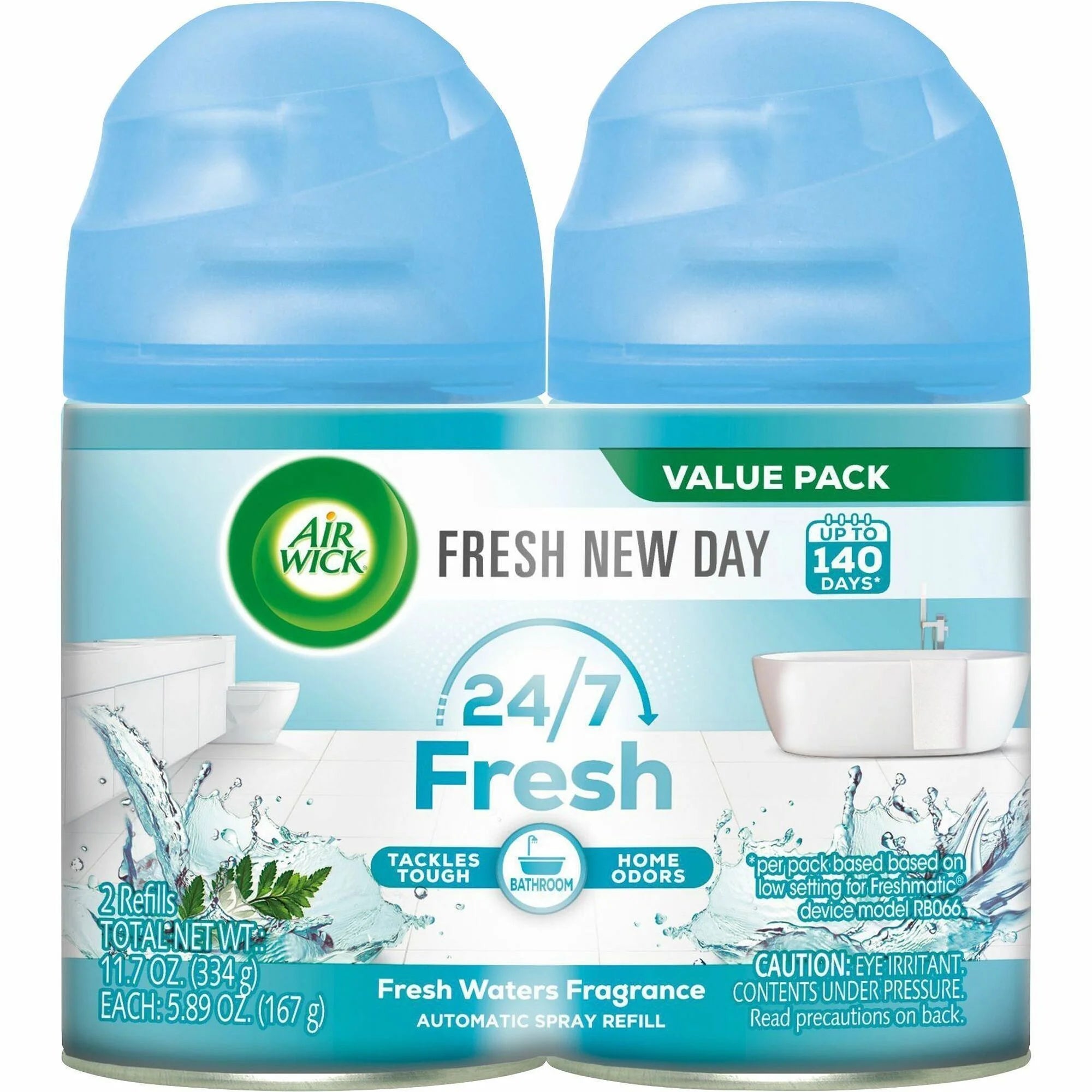 Air Wick Freshmatic Freshener Refill: Fresh Waters Scent 5.90 oz 60-Day Odor Neutralizer - 2 Pack - Fresheners