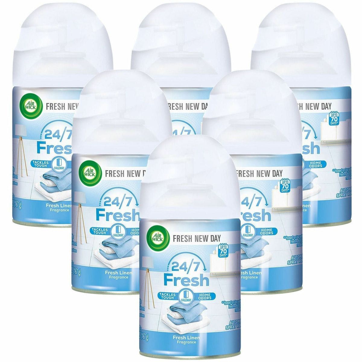 Air Wick Freshmatic Ultra Automatic Spray Refills w/Essential Oils - 5.90 oz - Fresh Linen - 60 Day - 6 / Carton