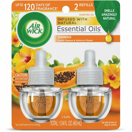 Air Wick Papaya Scented Oil - 0.7 fl oz (0 quart) - Hawaii Exotic Hibiscus Flower - 60 Day - 2 / Pack - Fresheners