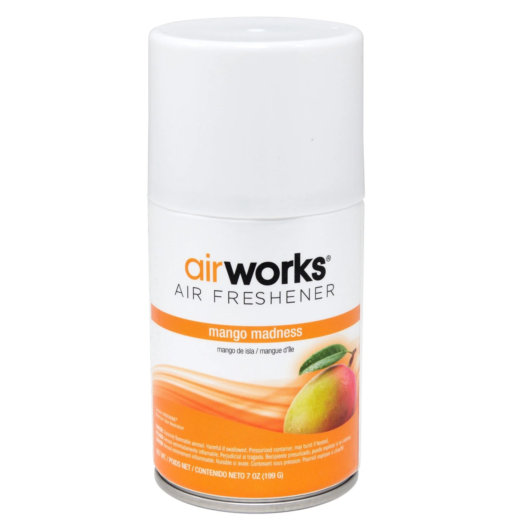 AirWorks Metered Aerosol Air Fresheners: Mango Madness Spray - 7 fl oz - 12/Carton - Fresheners