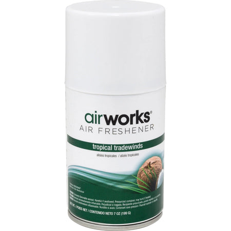 AirWorks Metered Aerosol Air Fresheners - Spray - 6000 ft² - 7 fl oz (0.2 quart) - Tropical Tradewind - Wall Mountable