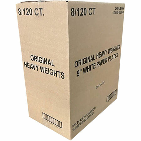 AJM 9’’ Original Heavyweight Plates - Serving Reheating - Disposable - Microwave Safe - Diameter - White - Paper Body