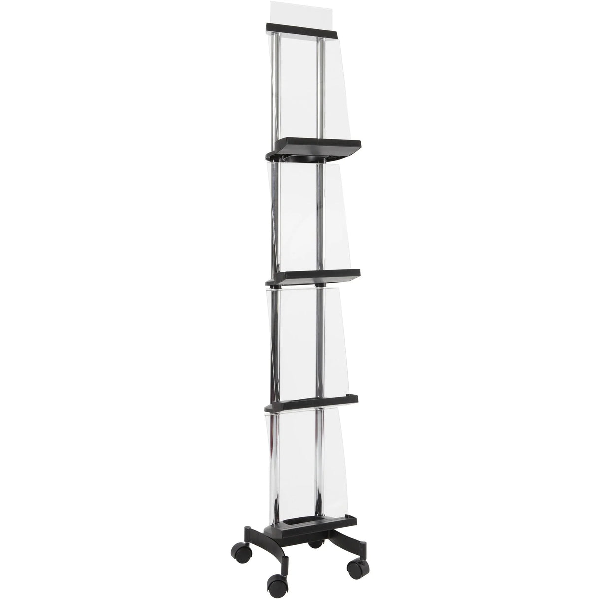 Alba Display Rack: 66.54’’ Height Black & Chrome Metal - PVC ABS - Floor Racks