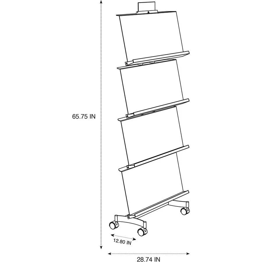 Alba Display Rack: Document Holder for 1050 Sheets - Black Chrome - 65.75’’ x 28.74’’ 12.80’’ - Floor Racks