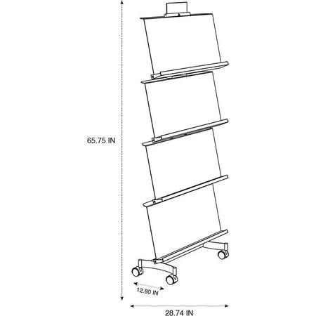 Alba Display Rack: Document Holder for 1050 Sheets - Black Chrome - 65.75’’ x 28.74’’ 12.80’’ - Floor Racks