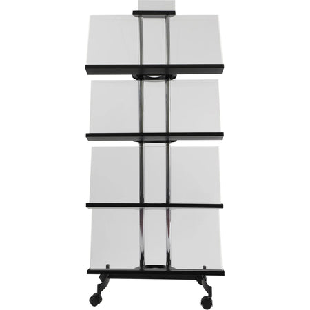 Alba Display Rack: Document Holder for 1050 Sheets - Black Chrome - 65.75’’ x 28.74’’ 12.80’’ - Floor Racks