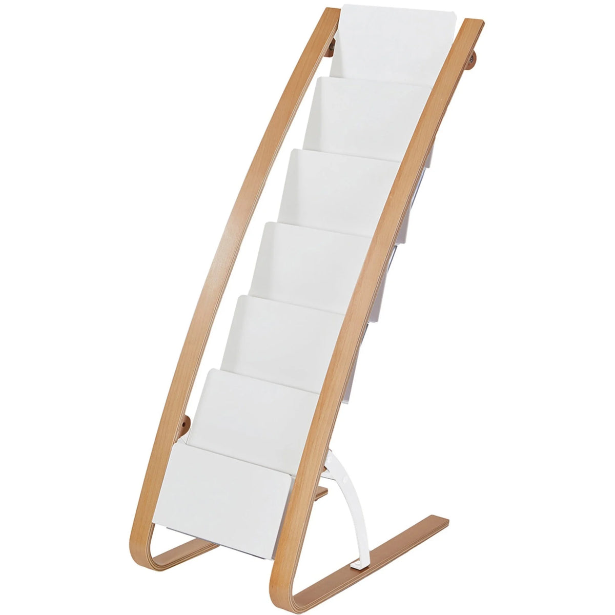 Alba Floor Display Unit: 6-Compartment Organizer - Natural Finish - Racks