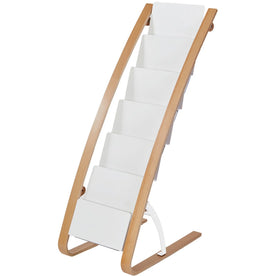 Alba Floor Display Unit: 6-Compartment Organizer - Natural Finish - Racks