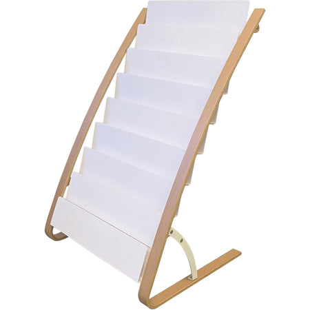 Alba Floor Display Unit: 8-Compartment Organizer - Natural Finish - Racks