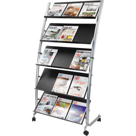 Alba Large Mobile Literature Display: 5-Compartment Floor Stand - Display Racks