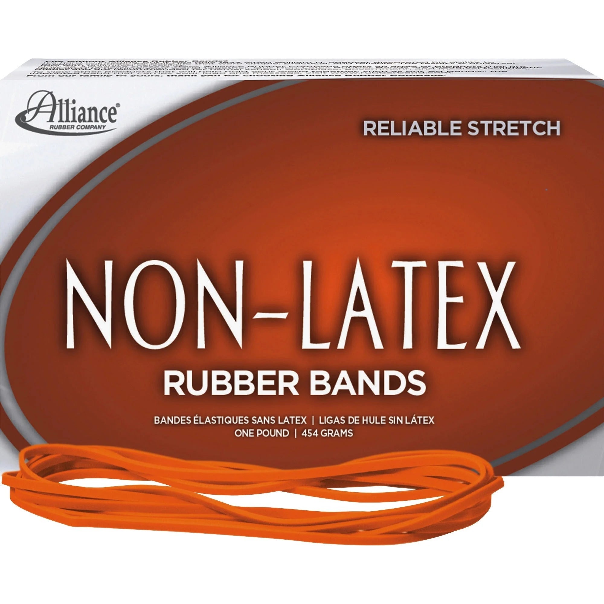 Alliance Rubber #117B Bands - 7’’ Length x 0.1’’ Width - Latex-free - Orange - 250/Box - Plastic/Rubber