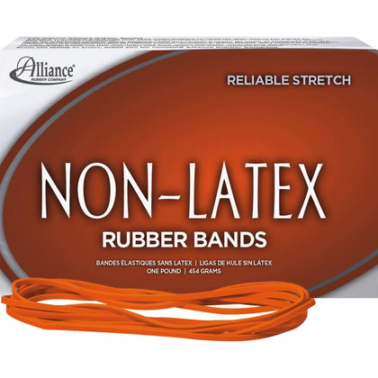 Alliance Rubber #117B Bands - 7’’ Length x 0.1’’ Width - Latex-free - Orange - 250/Box - Plastic/Rubber