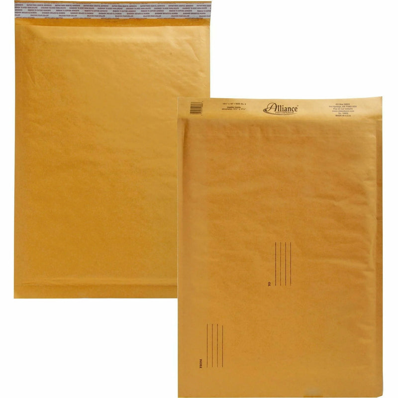 Alliance Rubber Kraft Bubble Mailers - #6 - 12.5’’ x 19’’ - Peel & Seal - Paper - 25/Carton
