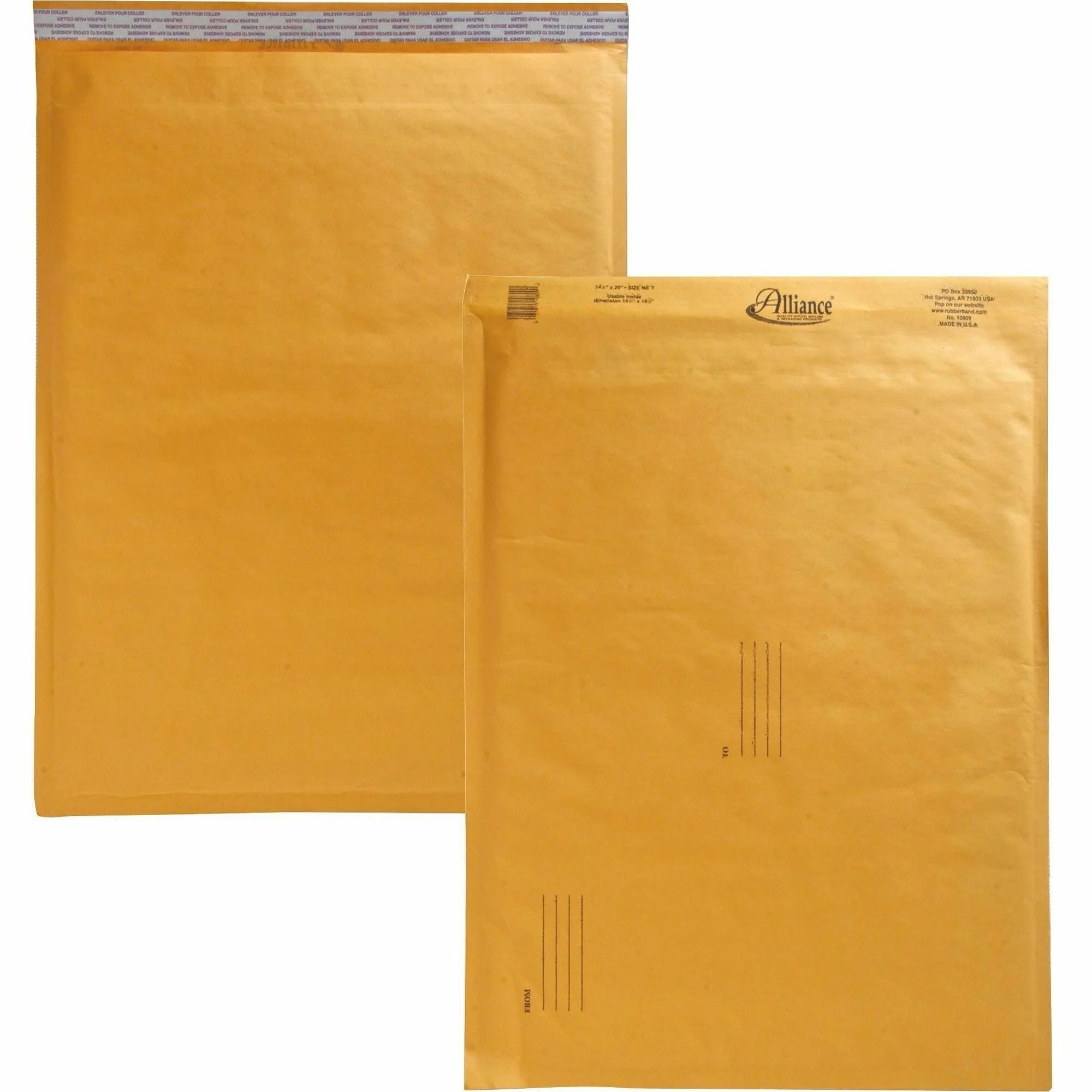 Alliance Rubber Kraft Bubble Mailers - #7 - 14 1/4’’ x 20’’ - Peel & Seal - 25/Carton