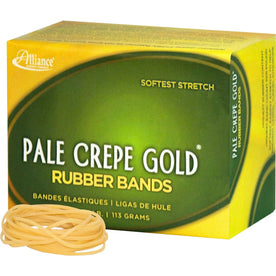 Alliance Rubber Pale Crepe Gold Bands - Size #16 - 2.5’’ Length - 669/Box - Plastic/Rubber