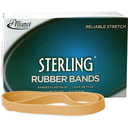 Alliance Rubber Sterling #107 Bands - 7’’ Length x 0.6’’ Width - Natural Crepe - 50/Box - Plastic/Rubber