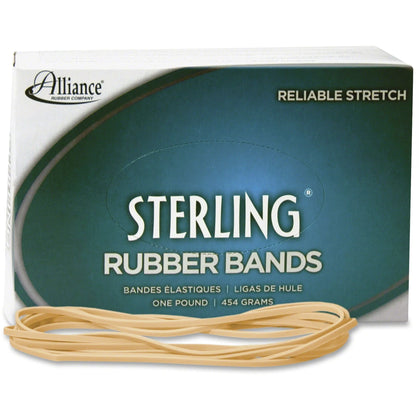 Alliance Rubber Sterling #117B Bands - 7’’ Length x 125 mil - Durable Elastic - Natural Crepe - 250/Box - Plastic/Rubber