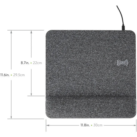 Allsop PowerTrack Plush Mousepad: Wireless Charging Memory Foam - Gray - Mouse Pads & Wrist Rests