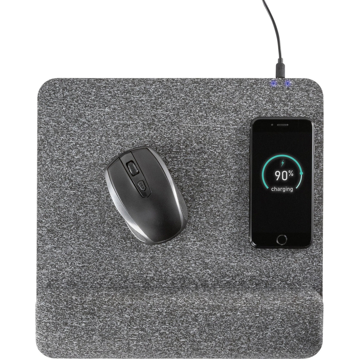 Allsop PowerTrack Plush Mousepad: Wireless Charging Memory Foam - Gray - Mouse Pads & Wrist Rests
