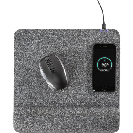 Allsop PowerTrack Plush Mousepad: Wireless Charging Memory Foam - Gray - Mouse Pads & Wrist Rests