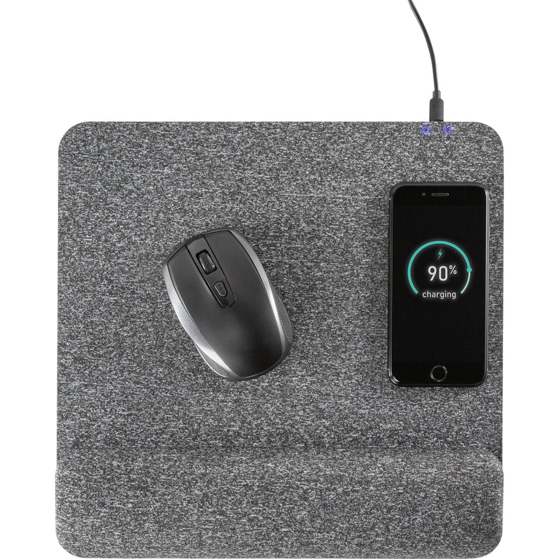Allsop PowerTrack Plush Mousepad: Wireless Charging Memory Foam - Gray - Mouse Pads & Wrist Rests