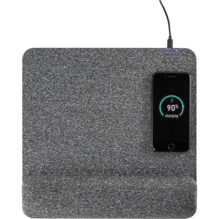 Allsop PowerTrack Plush Mousepad: Wireless Charging Memory Foam - Gray - Mouse Pads & Wrist Rests