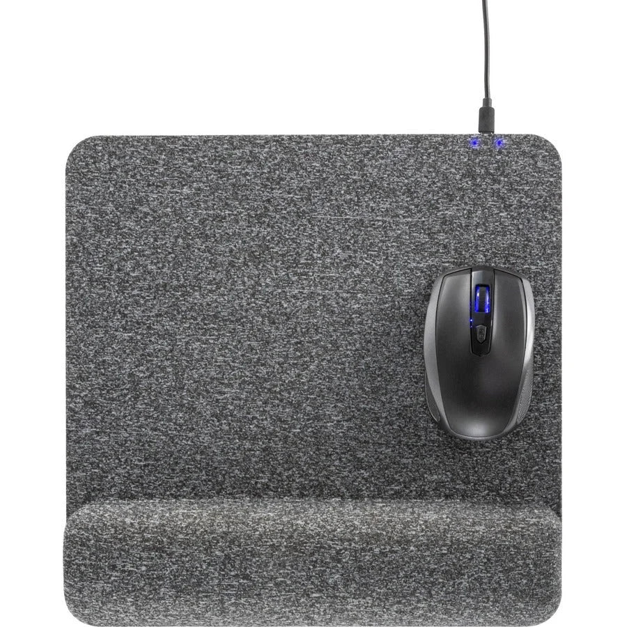 Allsop PowerTrack Plush Mousepad: Wireless Charging Memory Foam - Gray - Mouse Pads & Wrist Rests