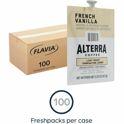 Alterra Freshpack French Vanilla Coffee - Medium Roast - 100/Carton