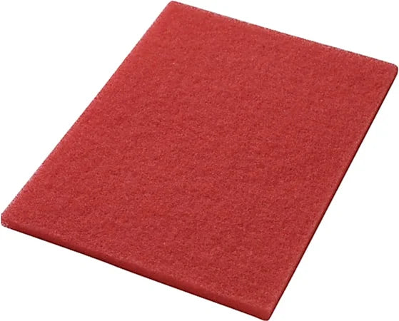 AMERICO Red Buffing Pads: 14 in Wd 20 Lg Synthetic Fiber 5 PK - Floor Pads
