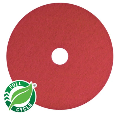 AMERICO Red Buffing Pads: 14’’ Synthetic Fiber - 800 RPM (5 PK) - Floor Pads